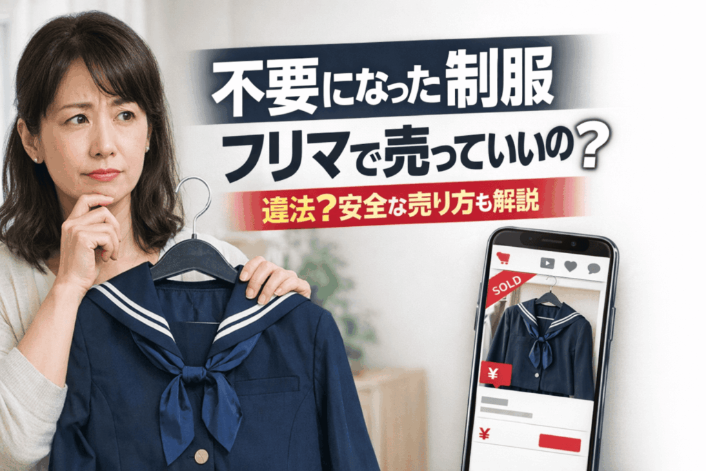 制服はメルカリ・フリマで売れない？禁止の理由といつからか、安全に高く売る方法を解説 アイキャッチ画像