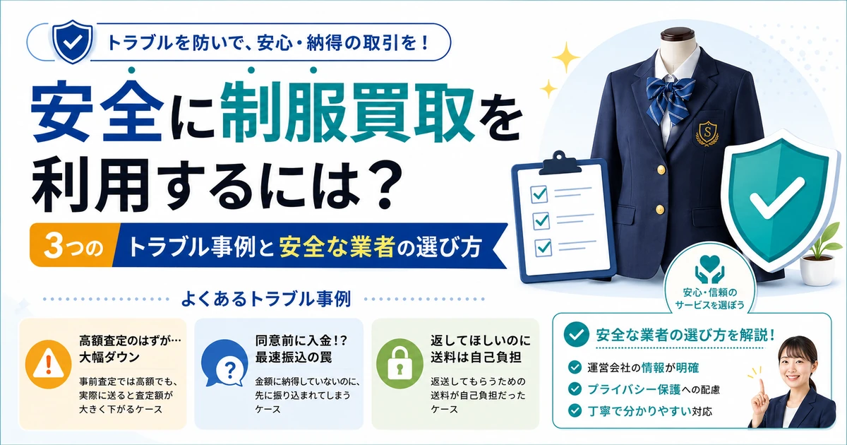 【プロが解説】制服買取の怪しい業者を見抜く5つの基準 アイキャッチ画像