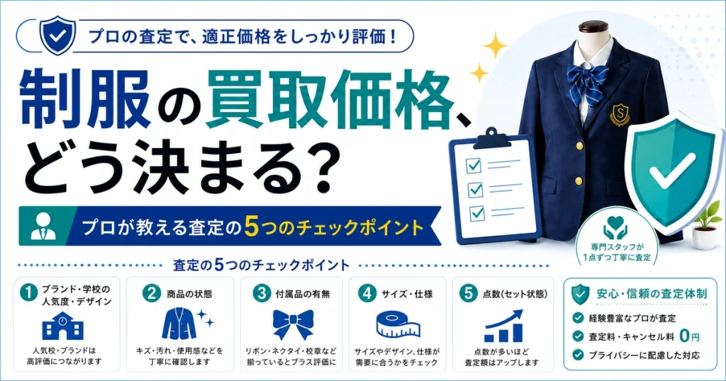 【完全公開】制服の買取価格、どう決まる？プロが教える査定の5つのチェックポイント｜ラミパス アイキャッチ画像