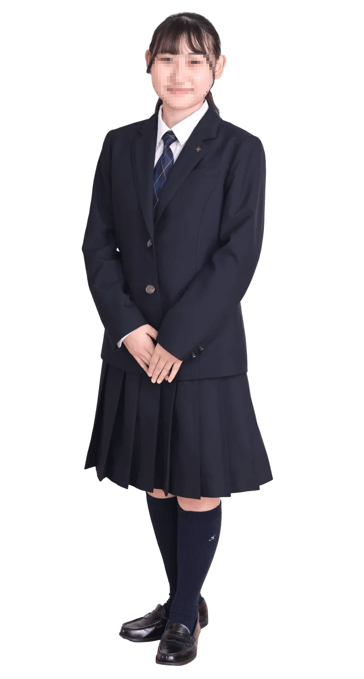 共立女子高等学校の冬服制服｜濃紺ブレザー・プリーツスカート・紺ハイソックス