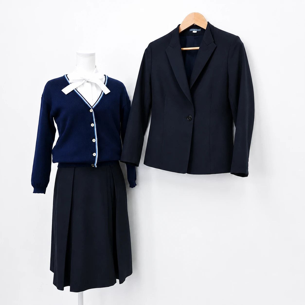 神戸海星女子学院高等学校 冬服制服セット（カーディガン・ブレザー・吊りスカート）