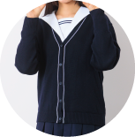 奈良女子高等学校 制服 紺カーディガン（セーラー襟付き）