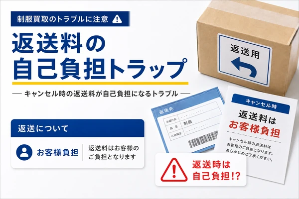 制服買取の返送料自己負担トラップ|キャンセル時の返送料が利用者負担になるトラブル