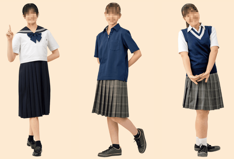 精華女子高校の夏服スタイル｜セーラー服・ポロシャツ・ベスト重ね着の3コーディネート