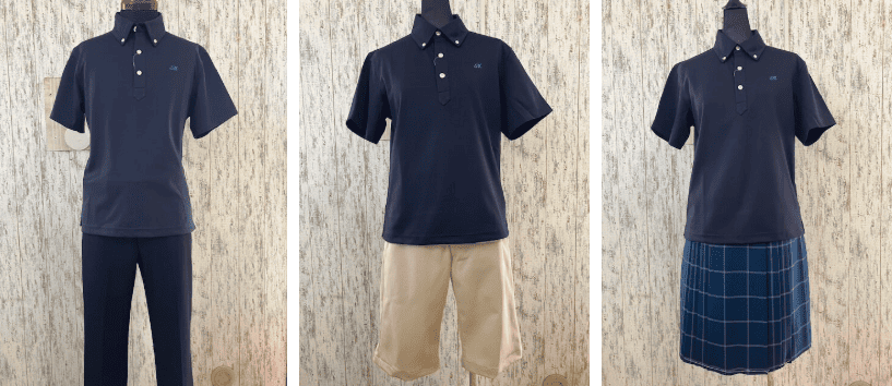富山南高校の新夏服(令和7年導入)ポロシャツ・ハーフパンツ・スカートの3スタイル