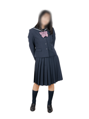 桜花学園高等学校の冬服｜セーラーカラー付きジャケットにピンクリボンとチェックスカートを合わせたスタイル
