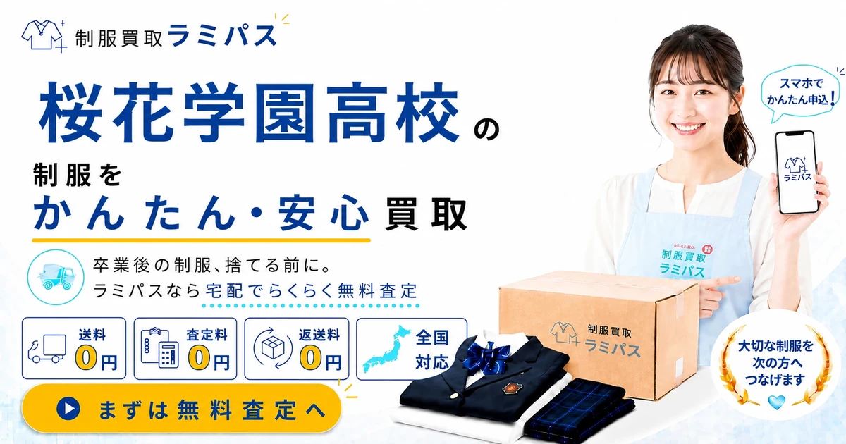 桜花学園高等学校の制服買取｜相場・査定額アップのコツを名古屋の卒業生向けに解説 アイキャッチ画像