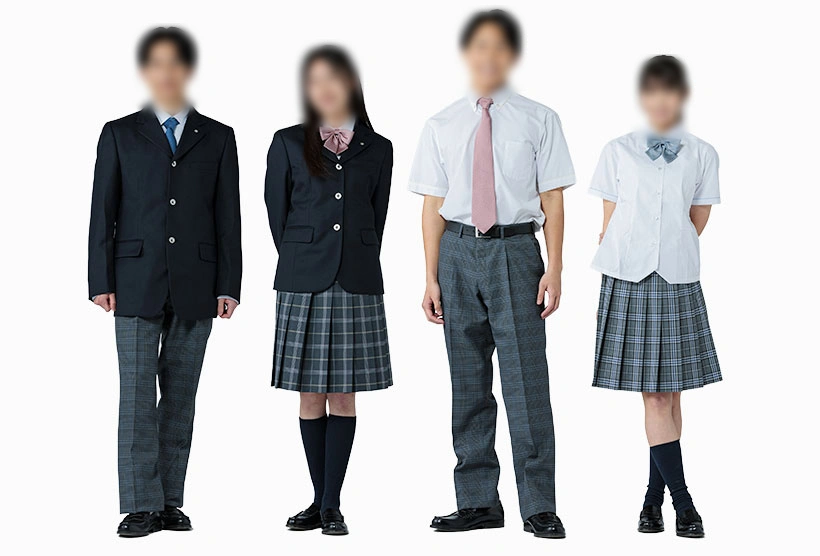 至学館高等学校の制服（男子冬服・女子冬服・男子夏服・女子夏服）｜ELLE採用のブレザーとチェック柄スカート・スラックス