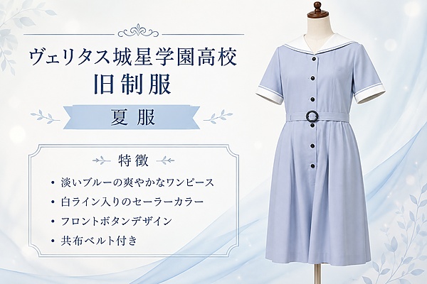 ヴェリタス城星学園高校（旧・城星学園）の旧制服・夏服｜淡いブルーのセーラーカラーワンピース