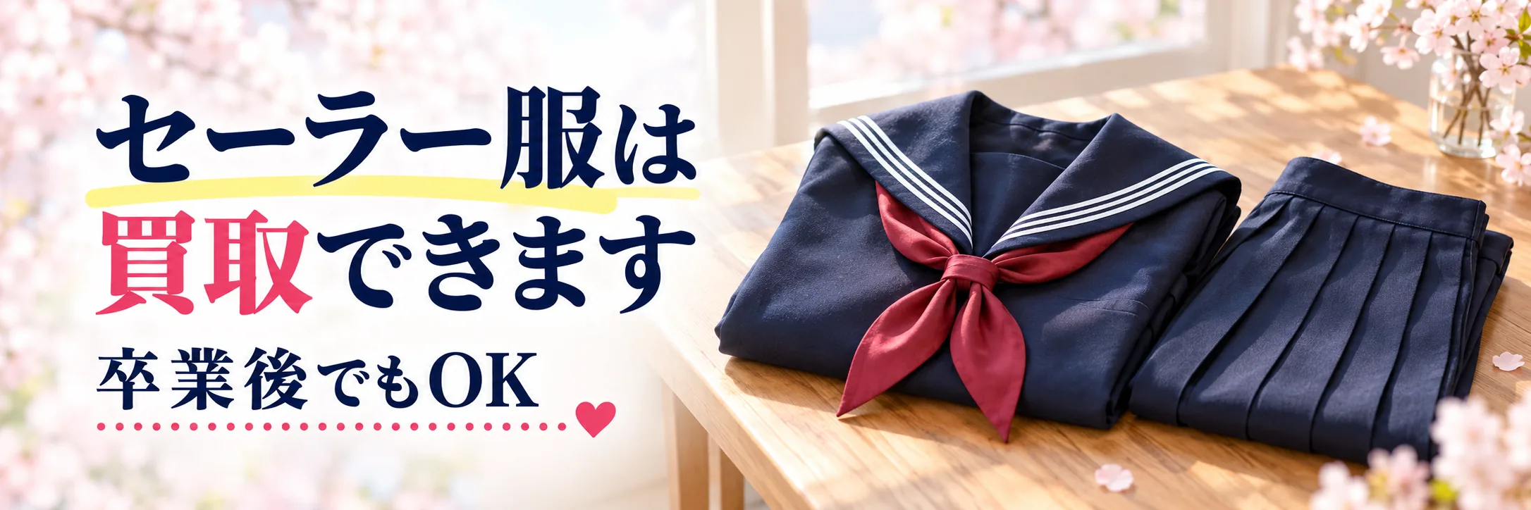 セーラー服は卒業後でも買取できます|紺の冬服セーラー服とスカーフ・スカート