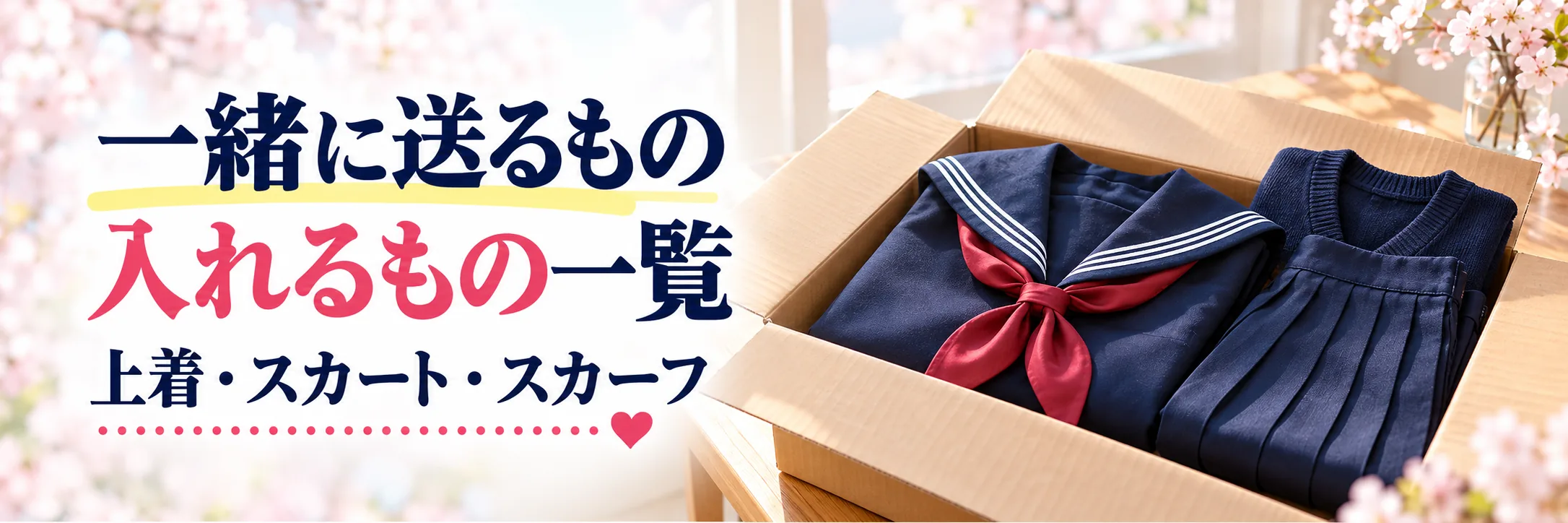 セーラー服を送るときに一緒に入れるものリスト|上着・スカート・スカーフ