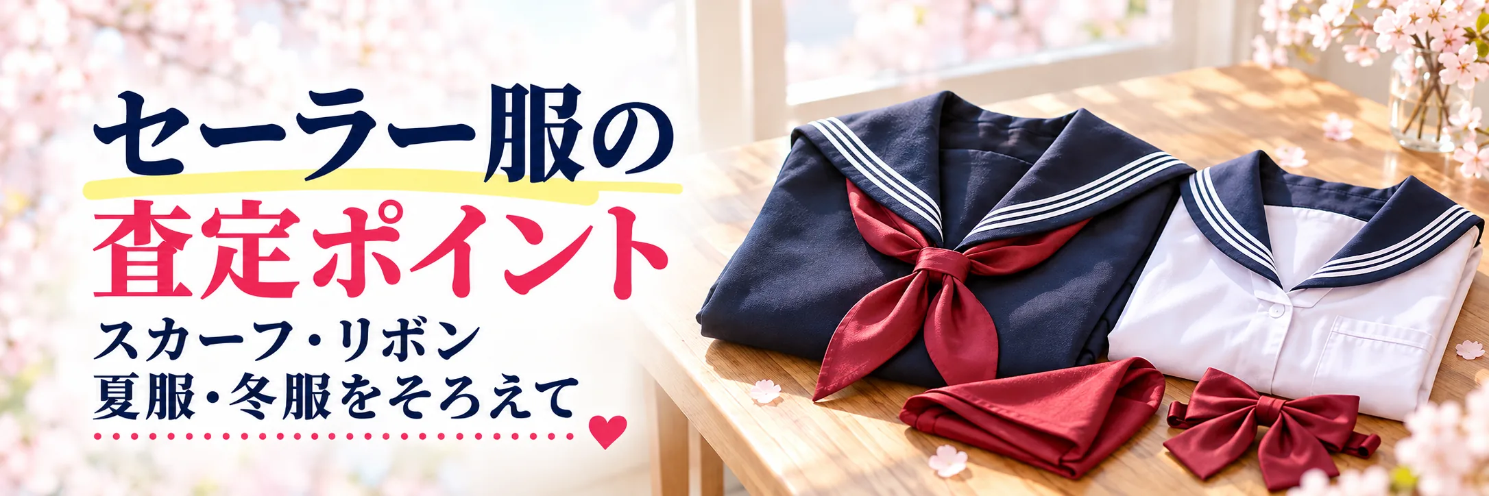 セーラー服ならではの査定ポイント|スカーフ・リボン、夏服・冬服をそろえて