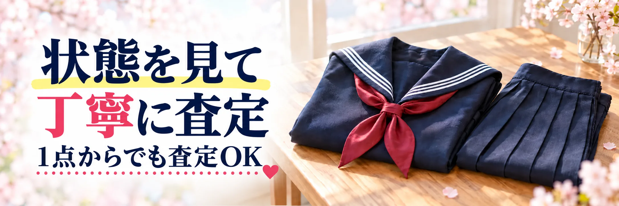 セーラー服は使用感ありでも買取できます|状態を見て丁寧に査定、1点からでも査定OK