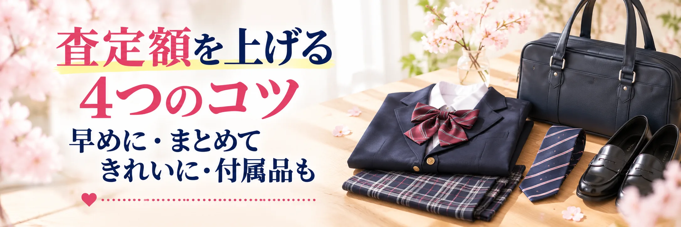 制服の査定額をアップさせる4つのコツ｜早めに・まとめて・きれいに・付属品も