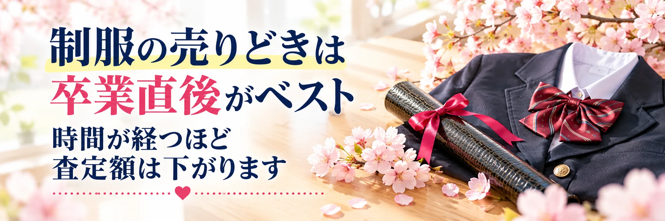 制服の売りどきは卒業直後がベスト｜時間が経つほど査定額は下がります